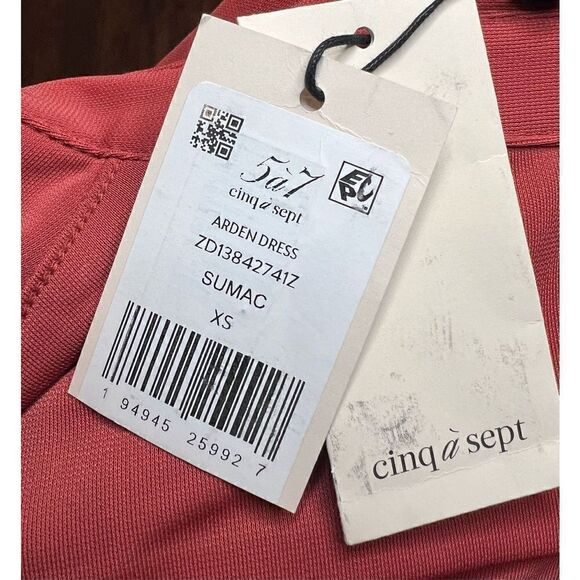 CINQ À SEPT- Women’s Arden Ruched Dress in Sumac NWT Size XS - Picture 10 of 11